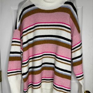crown & ivy Multicolor Striped Turtleneck Sweater